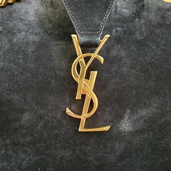 Saint Laurent suede classic tote double chain - Picture 2 of 8